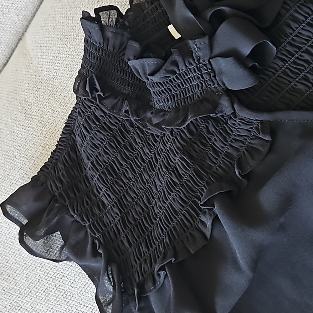 Pleione Large Chiffon Sleeveless Top Ruching Ruffles Stretch - Picture 3 of 6